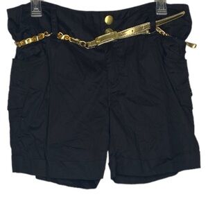 Te Amo Cargo Fashion Shorts w/ Chain Belt (Size:11, Color:Black/Gold)